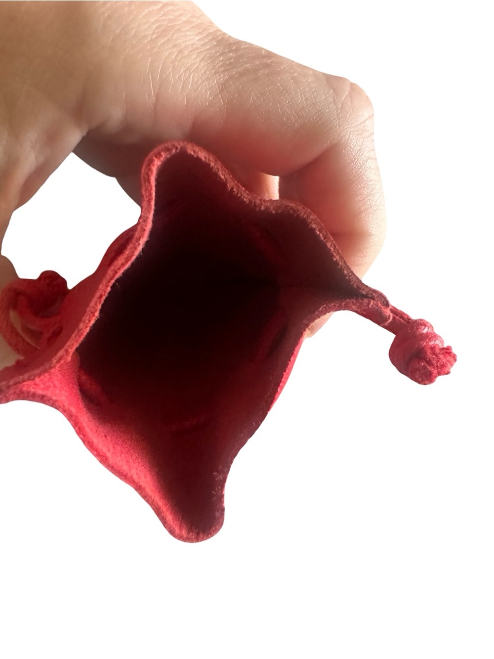 Red Leather Drawstring Pouch - Picture 3 of 5